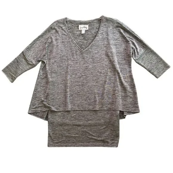 Joseph Ribkoff LDS Tunic Womens Sz 12 Silver Modal Layered V-Neck Lagenlook - Picture 9 of 13